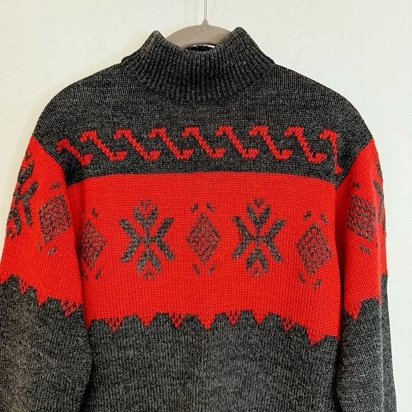 Vintage Made In Italy Maglieria Superiore Red Winter Nordic Sweater Women’s Sz L - Picture 6 of 6